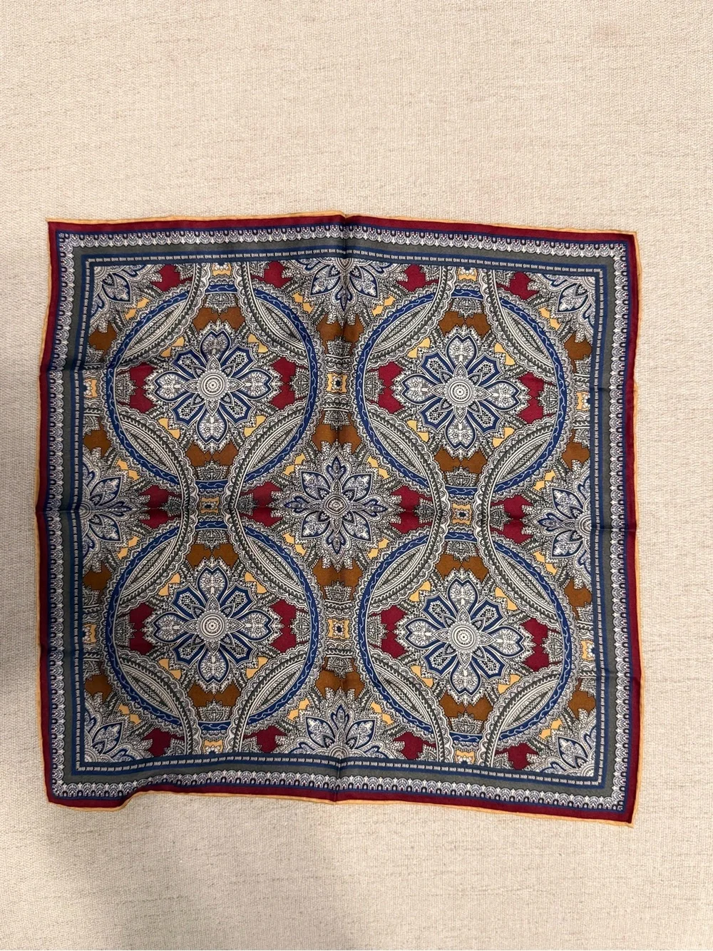 Paisley Print Neck Scarf in Red, Blue & Gold